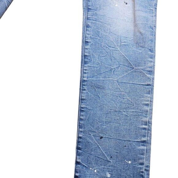 PacSun Men's Stacked Skinny Distressed Paint Splatter Jeans 36x32 Preowned Good - Picture 7 of 9